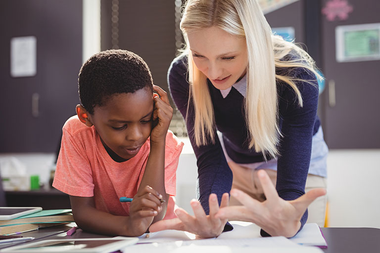 Teacher counting with student